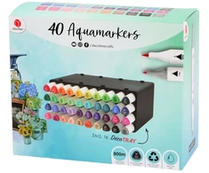 Aquamarkers Decotime 40 vnt. su gėlėmis - profesionalūs dvipusiai žymekliai