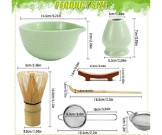 ARBATA MATCHA RINKINYS 6 DALIŲ DUBENIS ATLIEKŲ ŠAUKŠTAS KERAMINIS RINKINYS