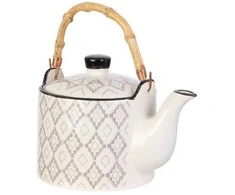 Arbatinukas keramikinis baltas margintas 850 ml Home Deco KA4251