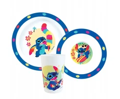 Arditex Vakarienės rinkinys vaikams 3 vnt. - Lilo &amp; Stitch puodelis, lėkštė ir dubuo