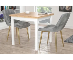 Argos Glamour apmušta kėdė, pilkas aksomas, auksinės kojos, moderni svetainė