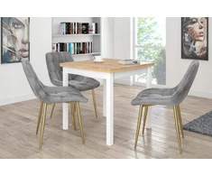 Argos Glamour apmušta kėdė, pilkas aksomas, auksinės kojos, moderni svetainė