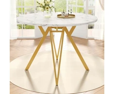 Arhatreya Apvalus stalas 100cm auksinio marmuro MDF