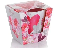 Aromatinė žvakė stiklinėje Flowers Hearts Bartek Candles 115g/dega 30h Dream Garden