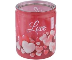 Aromatinė žvakė stiklinėje LOVE Bolsius 80x68cm/dega 23h heart baloons