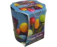 Aromatinė žvakė stiklinėje Verona Admit 75x70mm/dega 18h Easter Tulips