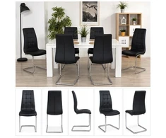 Aropos1 Kėdė ant sidabrinių bėgelių valgomajam iš dygsniuotos eko odos, juoda Corso A