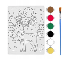 Artmaker Kalėdinė tapybos drobė su elniu: rinkinys su dažais