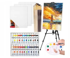 Artmaker Meninės tapybos rinkinys molbertas, dažai, drobės, dažų teptukai