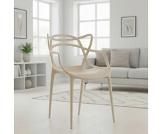 Artseries Moderni kreminė Ecru LOFT plastikinė ažūrinė kėdė virtuvės svetainei