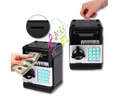Asato SAUGU, PIGGY BANK VAIKAMS, ŽAISLINIS ELEKTRONINIS bankomatas, PIN kodas, MUZIKA, LED
