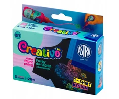 Astra Creativo GLITTER AUDINIAI DAŽAI 5 spalvos X 20ml