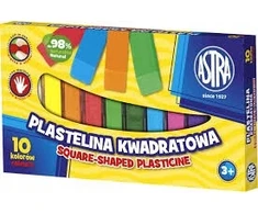 Astra Kvadratinis plastilinas vaikams 10 spalvų – mokyklai ir darželiui