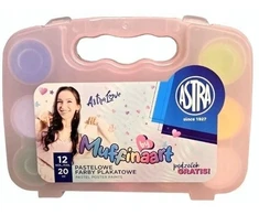 Astra Pasteliniai plakatų dažai dėkle 12 vnt. x 20 ml Muffinaart lagaminas - KD