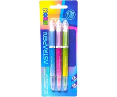 Astrapen 2in1 žymeklis ir rašiklis, neoninis, 3 vnt.