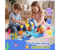 Atopdream Magnetinis ryklio traukinys 3D statybiniai blokai, antigravitacinis takelis, 3+