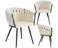 Atos Modernus ROSA MG50 Chair Kreminis Braided Juodas Legs Loft Glamour