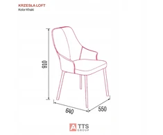 ATS Loft chaki minkšta kėdė svetainė valgomajam su metalinėmis kojomis