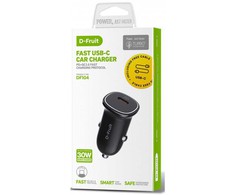 Automobilinis įkroviklis D-FRUIT DF104, USB-C + USB-C, 30 W, juodos sp.