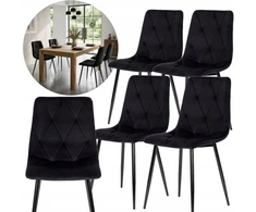 Av0cado 4 dygsniuotų aksominių valgomojo kėdžių rinkinys, elegantiškas komplektas, juodas