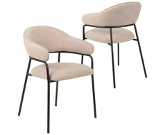 Avida Design Bianca minkšta valgomojo kėdė Loft Living Room, smėlio spalvos porankiai