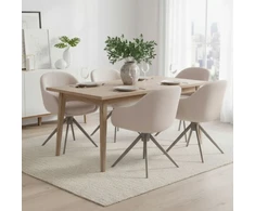 Avida Design Greta rusvai gelsvas minkšta pasukama kėdė Home Office Living Room valgomajam