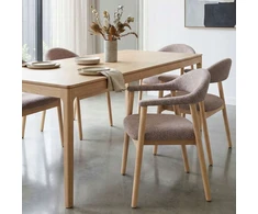 Avida Design Medinė guminė kėdė, minkšta Boucle Brown EDDA, ​​valgomasis, virtuvė