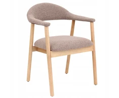 Avida Design Medinė guminė kėdė, minkšta Boucle Brown EDDA, ​​valgomasis, virtuvė