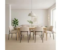 Avida Design Minkšta valgomojo kėdė, Svetainės stalas, Avida Zafiro Loft Welvet rusvai gelsvas