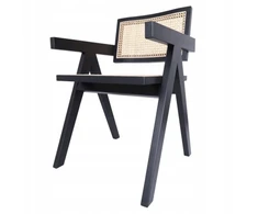 Avida Design Stella Juodas Rattan medinė kėdė Natūrali svetainė Valgomasis Vintage