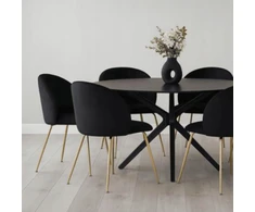 Avida Design Valgomojo kėdė svetainės stalui, minkšta SNAP Ganta Loft Welwet Juodas
