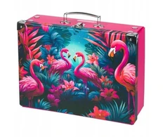 BAAGL Sulankstomas mokyklinis lagaminas Flamingos su furnitūra