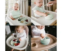 Baby Ono Dubuo ir lėkštė Silikoninių indų rinkinys su siurbtuku Babyono, mėtų