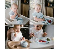 Baby Ono Dubuo ir lėkštė Silikoninių indų rinkinys su siurbtuku Mėlyna