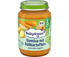 BABYDREAM BIO DARŽOVĖS SU SALDIAIS vazonėliais 5m190g SU RAPSŲ ALIEJU