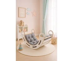 Babylike Montessori rokeris 100 cm su pilka aksomine pagalvėle