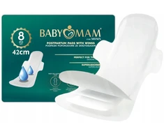 BABYMAM POgimdyminiai įklotai SU SPARNU NAKTINIAI Įklotai 8 vnt MAXI