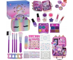 Bajkowy Kuferek MAKIAŽAS IR NAGŲ KOSMETIKOS RINKINYS RAINBOW MAKE UP NAGŲ LAKAS