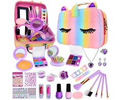Bajkowy Kuferek MAKIAŽAS IR NAGŲ KOSMETIKOS RINKINYS RAINBOW MAKE UP NAGŲ LAKAS