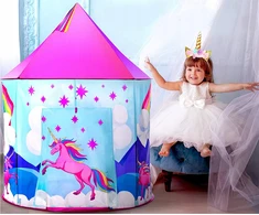 Bakalu Vaikiška palapinė Princess Palace Unicorn Rožinė Castle Didelė 130 cm