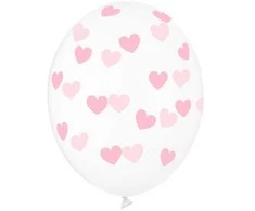 Boland Traciks Balionai su piešiniu Širdelės PartyDeco 30cm/6vnt. permat./raudoni