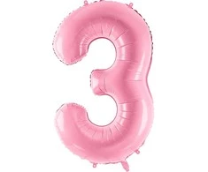 PartyDeco Folinis balionas "3" rožinis, 86 cm