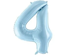 Party Deco PartyDeco Folinis balionas "4" melsvas, 86 cm