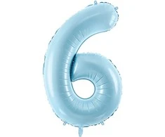 Party Deco PartyDeco Folinis balionas "6" melsvas, 86 cm