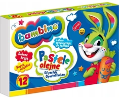 Bambino Aliejiniai Pasteliai, 12 Spalvų, Mokykliniai