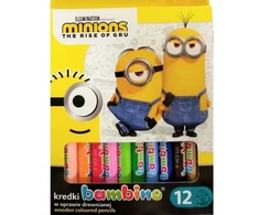 Bambino Mini Pieštukai, 12 vnt. su drožtuku, Minionai