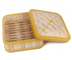 Bambuko garlaivis 18 cm 1 pakopos plastikiniu sustiprintu dangteliu rankdarbiams