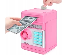 BANKNOTŲ INDĖLIMO APARATAS MONETŲ BANKO SEIFAS (ROŽINĖ)