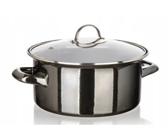 Banquet Emaliuotas PUODAS SU DANGIU 2L 20cm METALINIS Banketas dujų indukcijai 9880