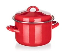 Banquet MAŽAS raudonas emaliuotas PUODAS SU DANGIU Banketas 2L 16cm 6777